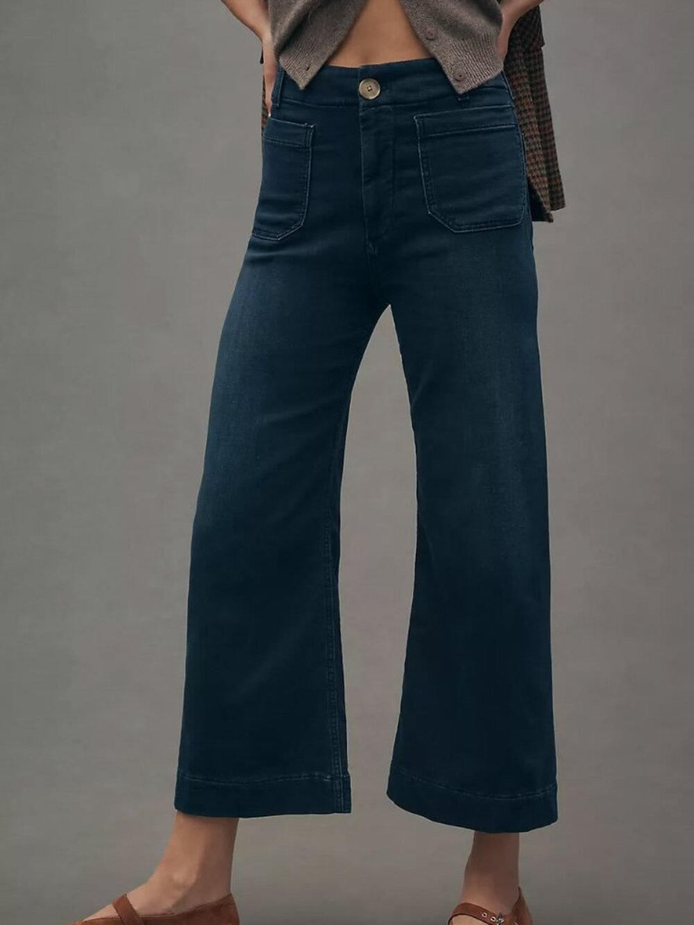 Anthropologie Maeve Women's Colette Crop High Rise Wide-Leg Sparkle Jeans Size 2